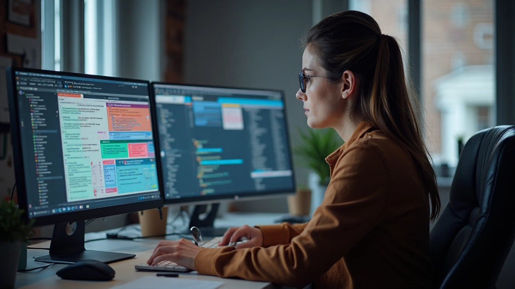 Designer arbeitet am Schreibtisch mit Responsive Design auf dem Monitor