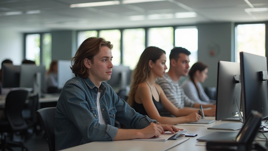 Moderner Web-Design-Unterricht mit Computern und Teamarbeit